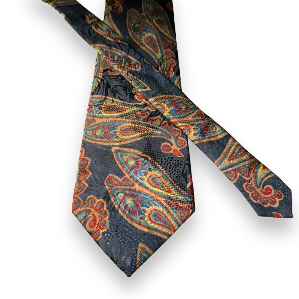 Aquascutum of London Navy Paisley Hand Finished in London Tie